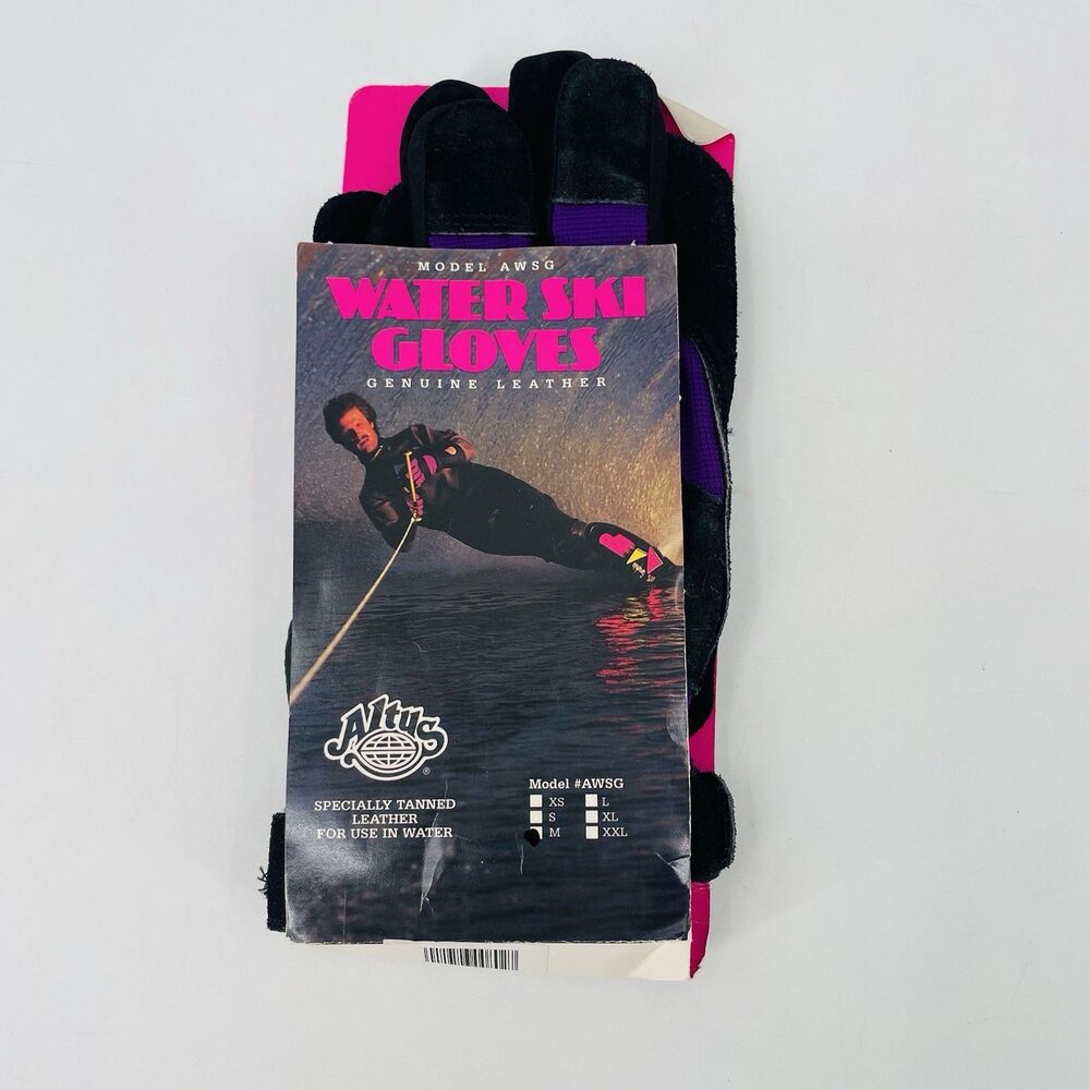 Altus Water Ski Gloves Mens Medium Leather Black Purple Model AWSG UNUSED